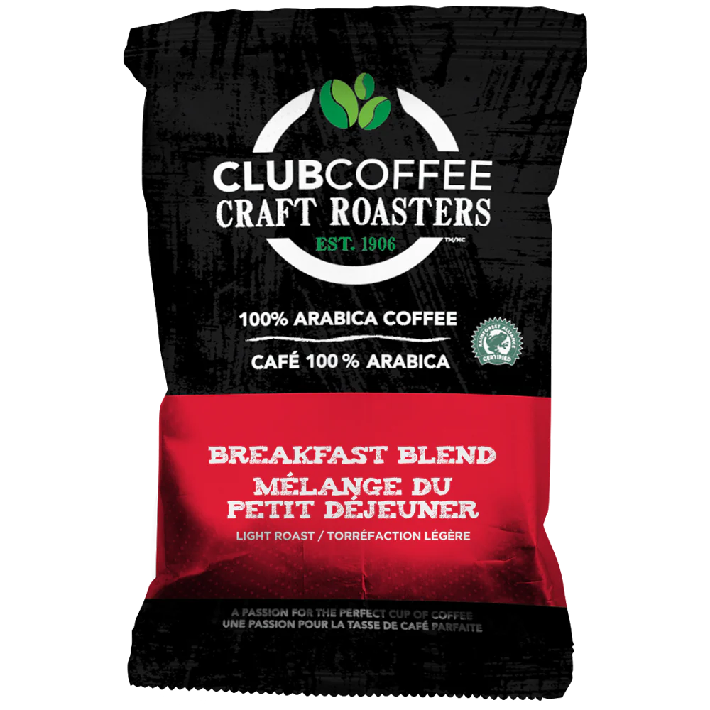 Club Coffee Craft Roasters | Breakfast Blend | Fractional Packaging - Case of 64 x 2 oz Packets - Ships Free Within Canada on Orders Above CAD $199