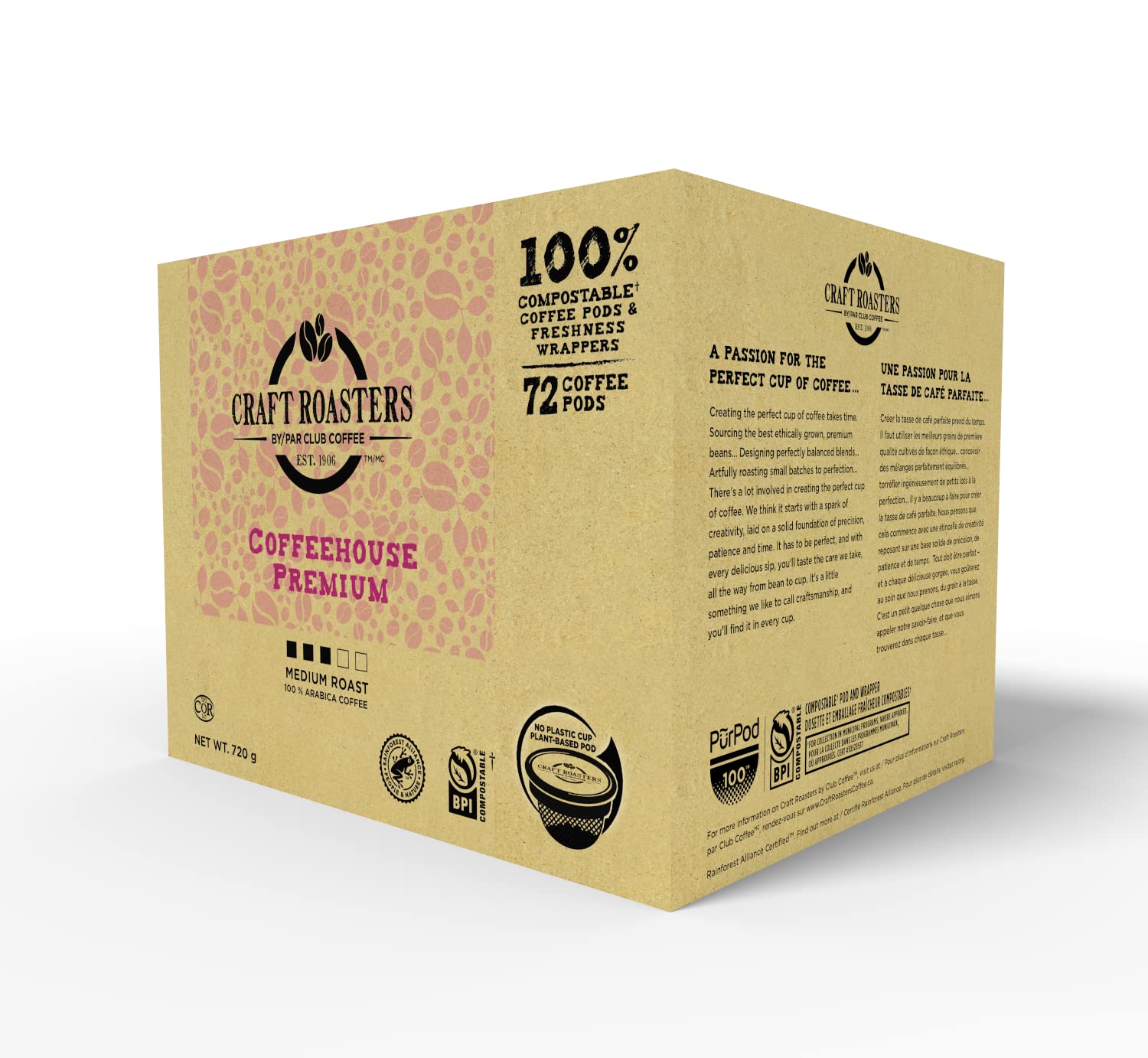 Club Coffee – Craft Roasters Coffeehouse – Medium Roast Pods – 72 Compostable K Cups - Canadian Distribution - Ships Free Within Canada on Orders Above CAD $199 - Image 2