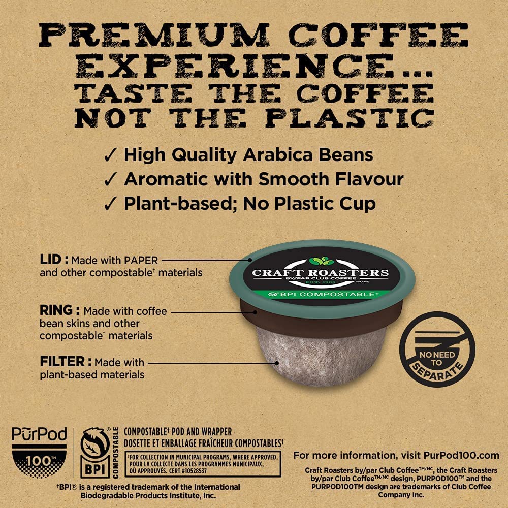 Club Coffee – Craft Roasters Coffeehouse – Medium Roast Pods – 72 Compostable K Cups - Canadian Distribution - Ships Free Within Canada on Orders Above CAD $199 - Image 5