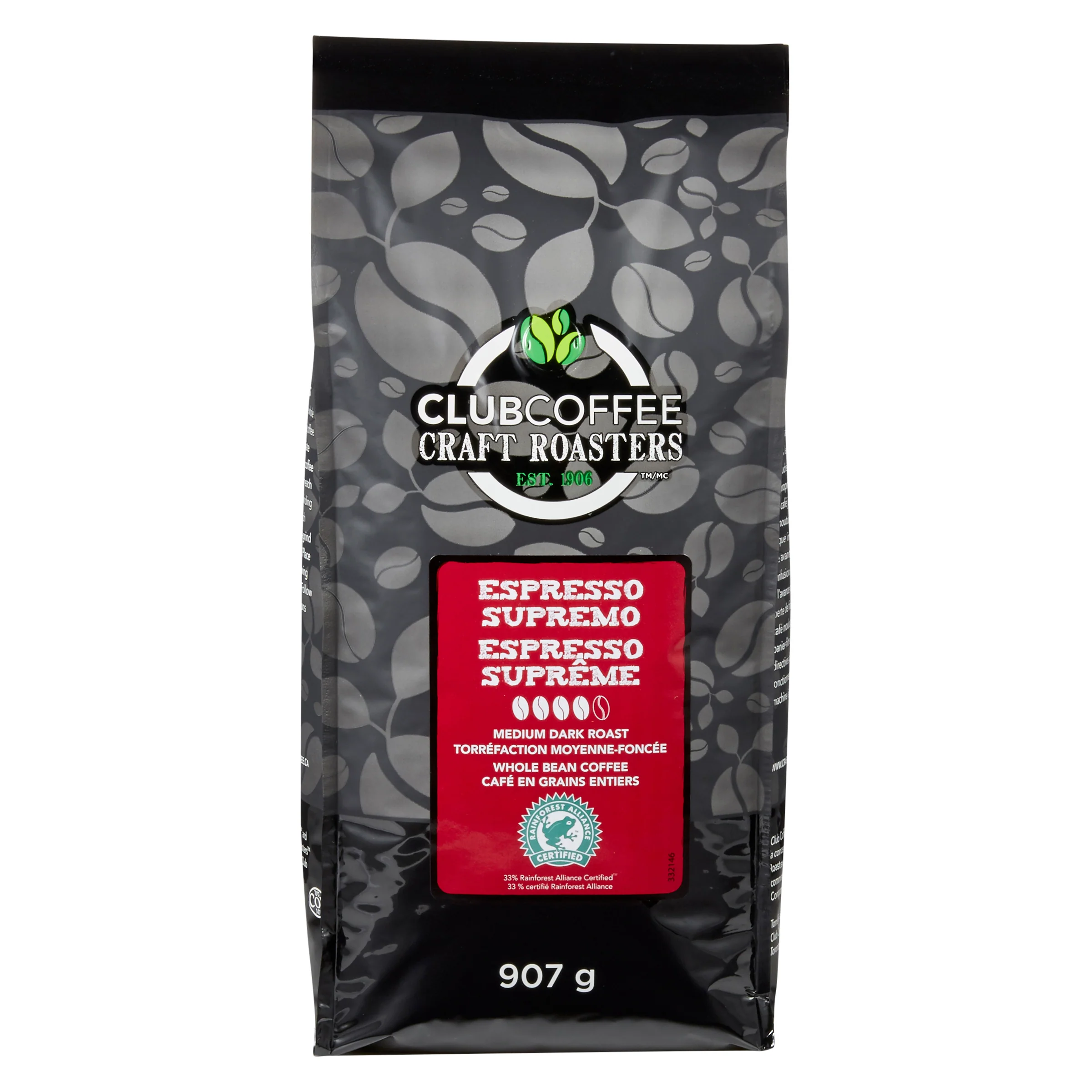 Club Coffee Craft Roasters | Espresso Supremo - Whole Bean Bag - Case of 8 x 2 LB Bags - Ships Free Within Canada on Orders Above CAD $199