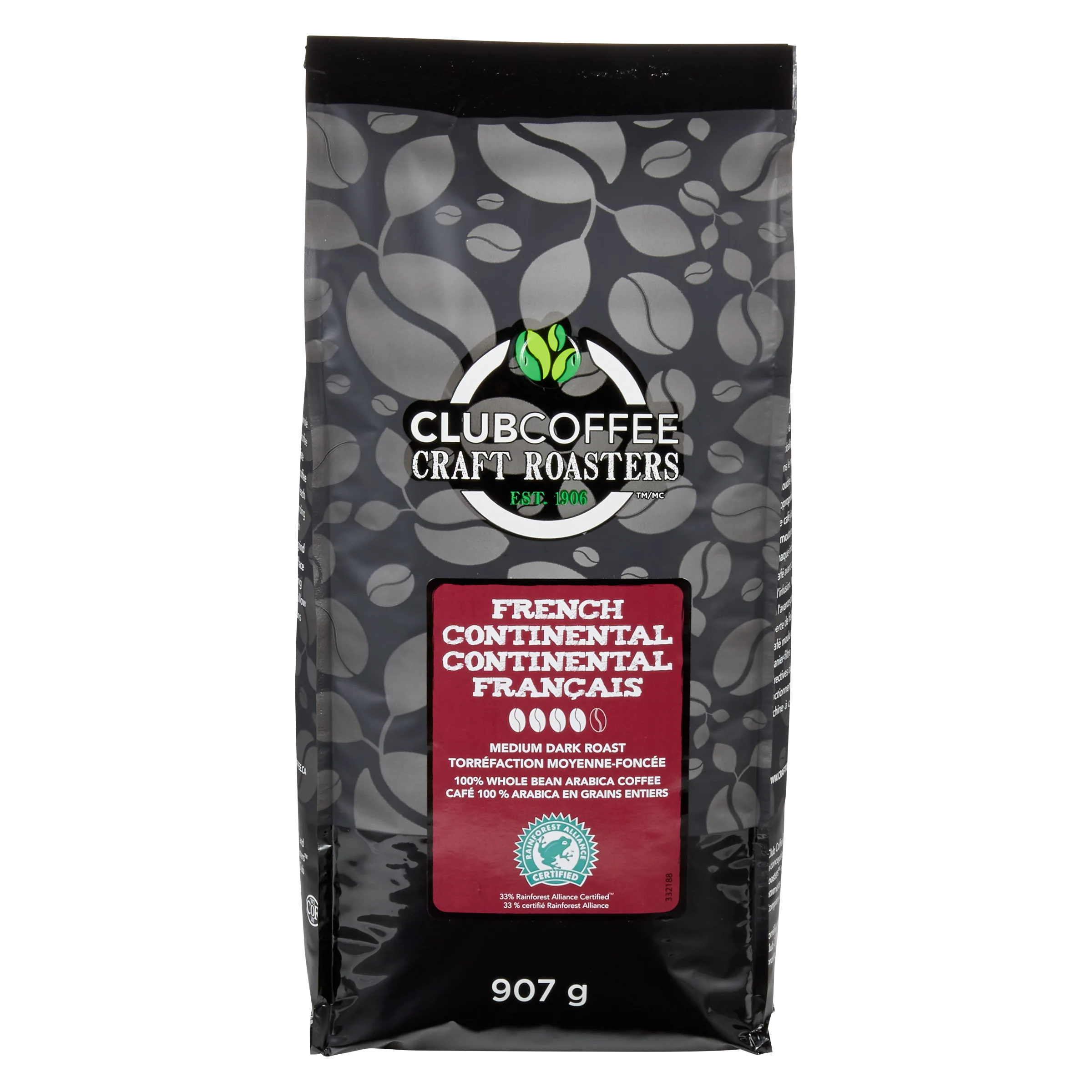 Club Coffee Craft Roasters | French Continental - Whole Bean Bag - Case of 8 x 2 LB Bags - Ships Free Within Canada on Orders Above CAD $199
