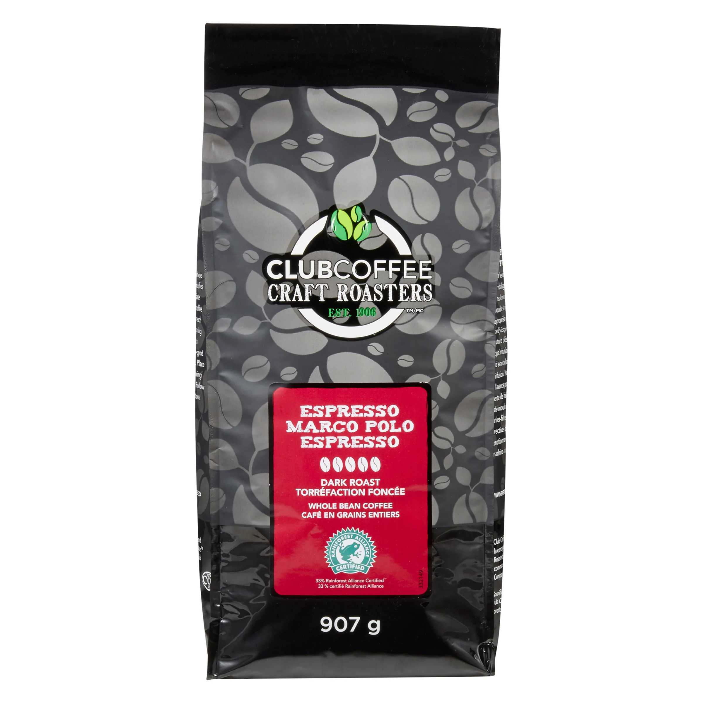 Club Coffee Craft Roasters | Marco Polo Espresso - Whole Bean Bag - Case of 8 x 2 LB Bags - Ships Free Within Canada on Orders Above CAD $199