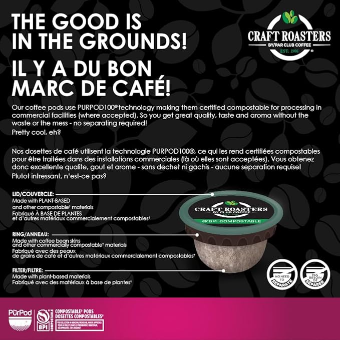 Club Coffee Craft Roasters | Venetian Reserve Single Serve Pods | Dark Roast | 120 Count (20 Count, Pack of 6) | Compostable Coffee Pods | Keurig Brewer Compatible | Rainforest Alliance Certified - Ships Free Within Canada on Orders Above CAD $199 - Image 3