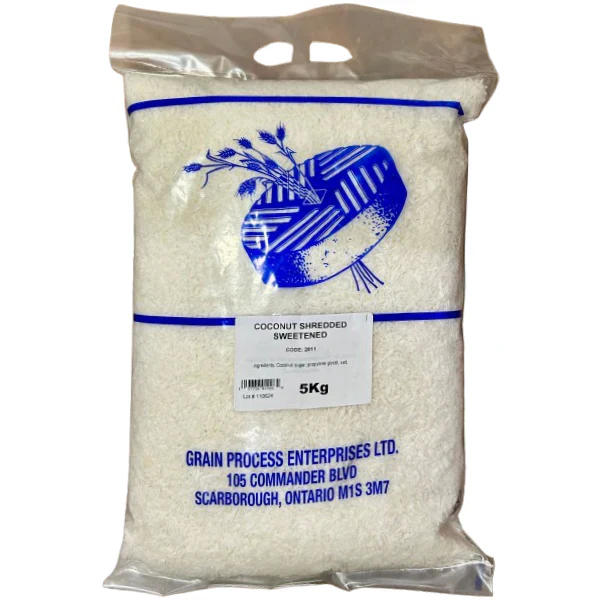 Coconut Shredded Sweetened - 5KG - Grain Process Enterprises - Canadian Distribution - Ships Free Within Canada on Orders Above CAD $199