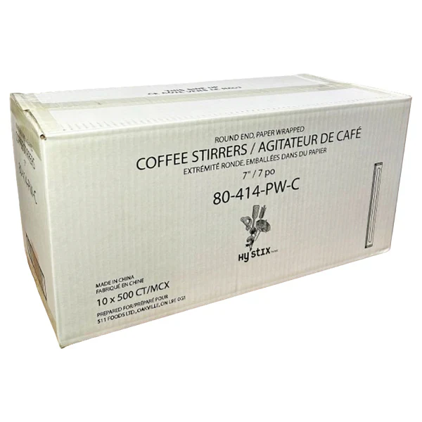Coffee Stirrer 7" - Paper Wrapped - 10 x 500 - Hy Stix Canada - Image 2