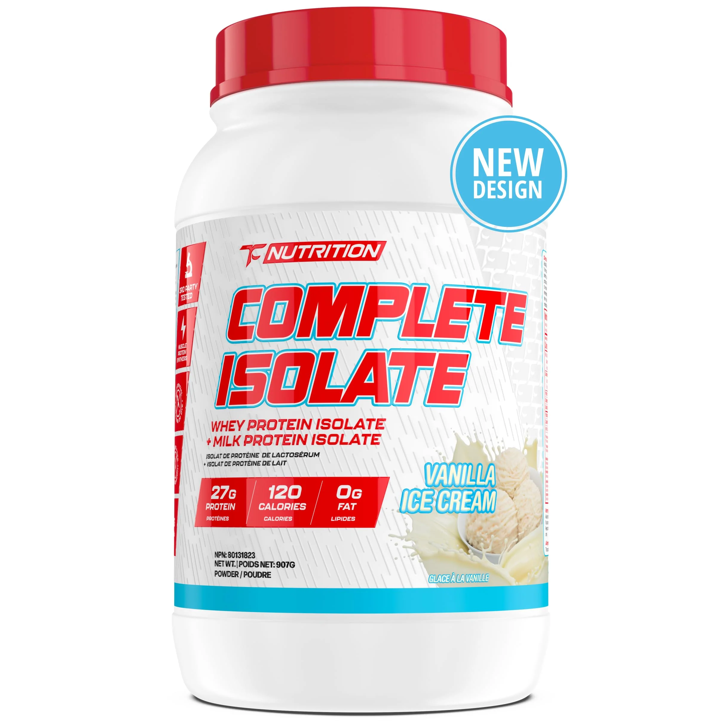 Complete Isolate – Whey + Milk Protein Isolate – Vanilla Ice Cream – 2 lb - Canadian Distribution - Ships Free Within Canada on Orders Above CAD $199