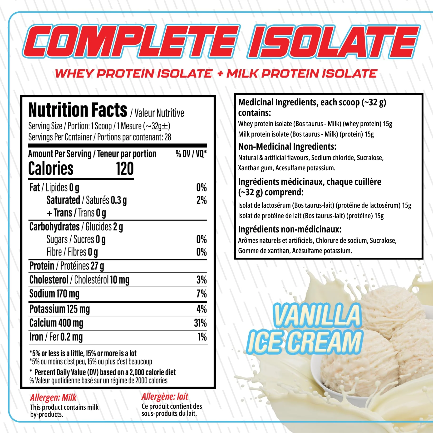 Complete Isolate – Whey + Milk Protein Isolate – Vanilla Ice Cream – 2 lb - Canadian Distribution - Ships Free Within Canada on Orders Above CAD $199 - Image 6