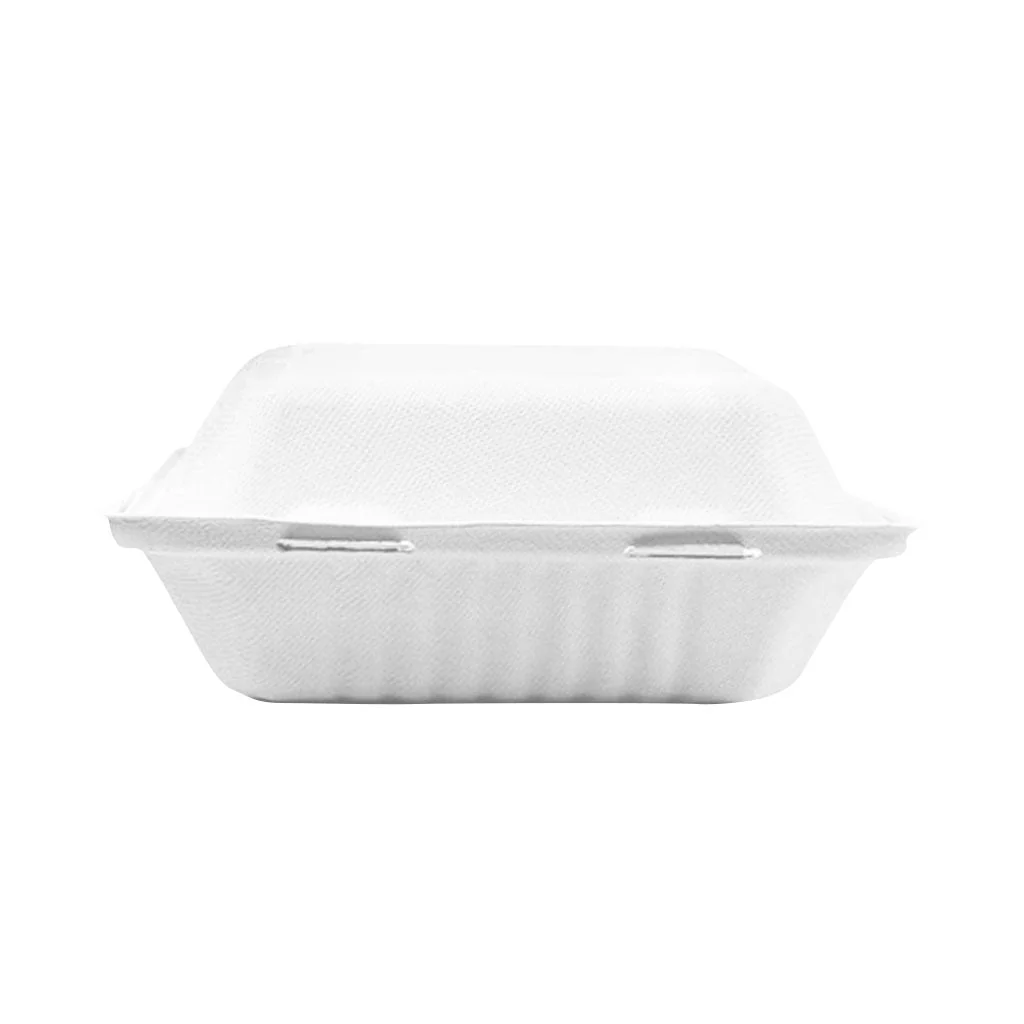 Compostable Hinged Containers with Compartments - 200 containers per case - Sold By The Case - Image 2