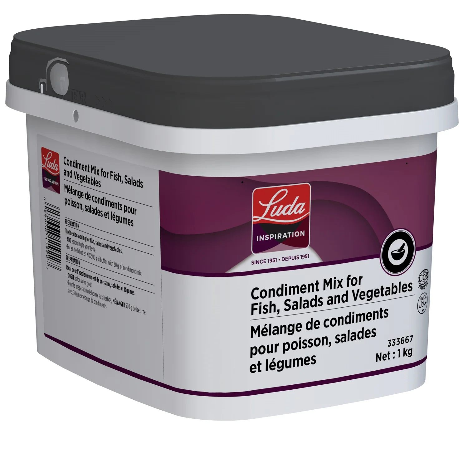 Condiment Mix for Fish, Salads and  Vegetables - 1 X 1 kg Tub - Luda Foods - Prepared in Canada - Ships Free Within Canada on Orders Above CAD $199