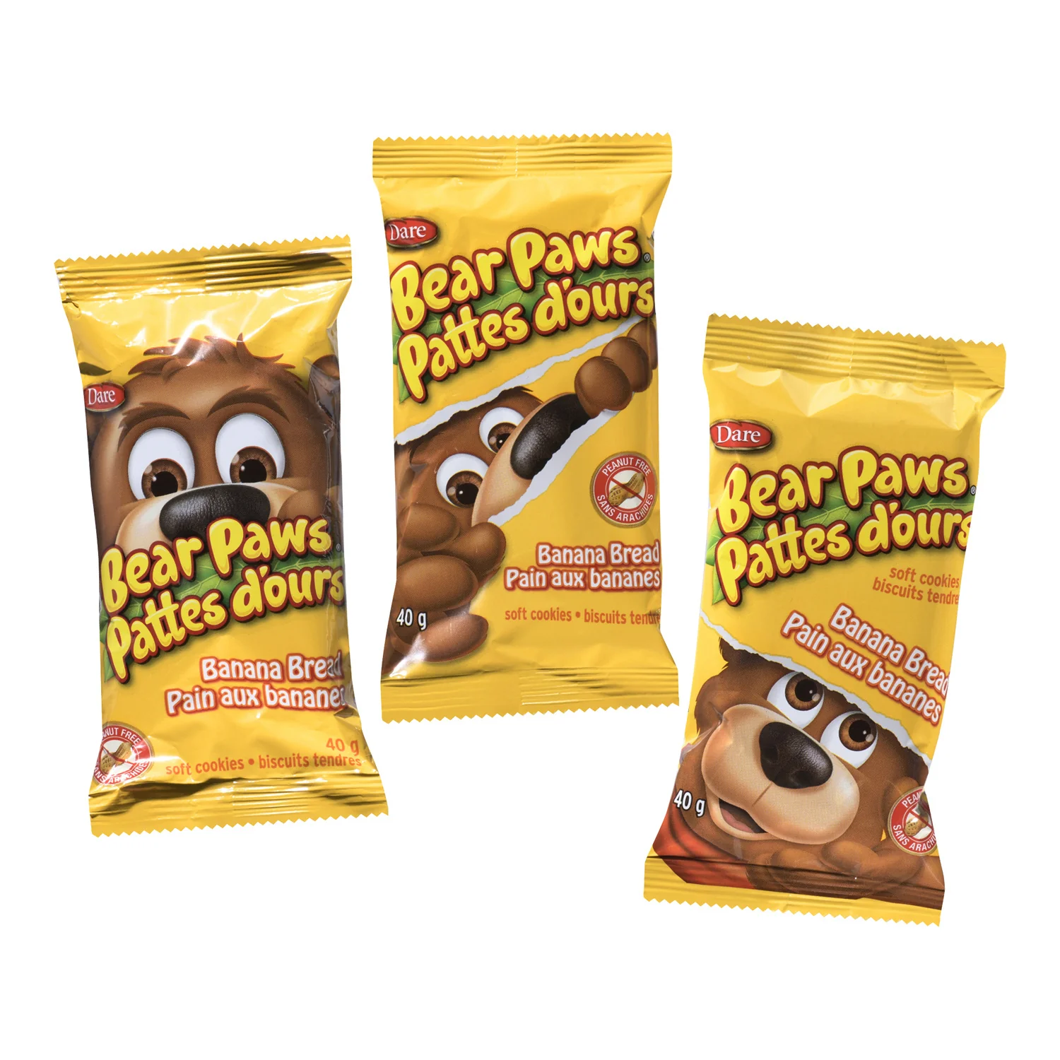 Cookie Banana Bread Bear Paws - 6 x 480 g - Dare - Restaurant and Foodservice Ingredients - Canadian Distribution - Ships Free Within Canada on Orders Above CAD $199