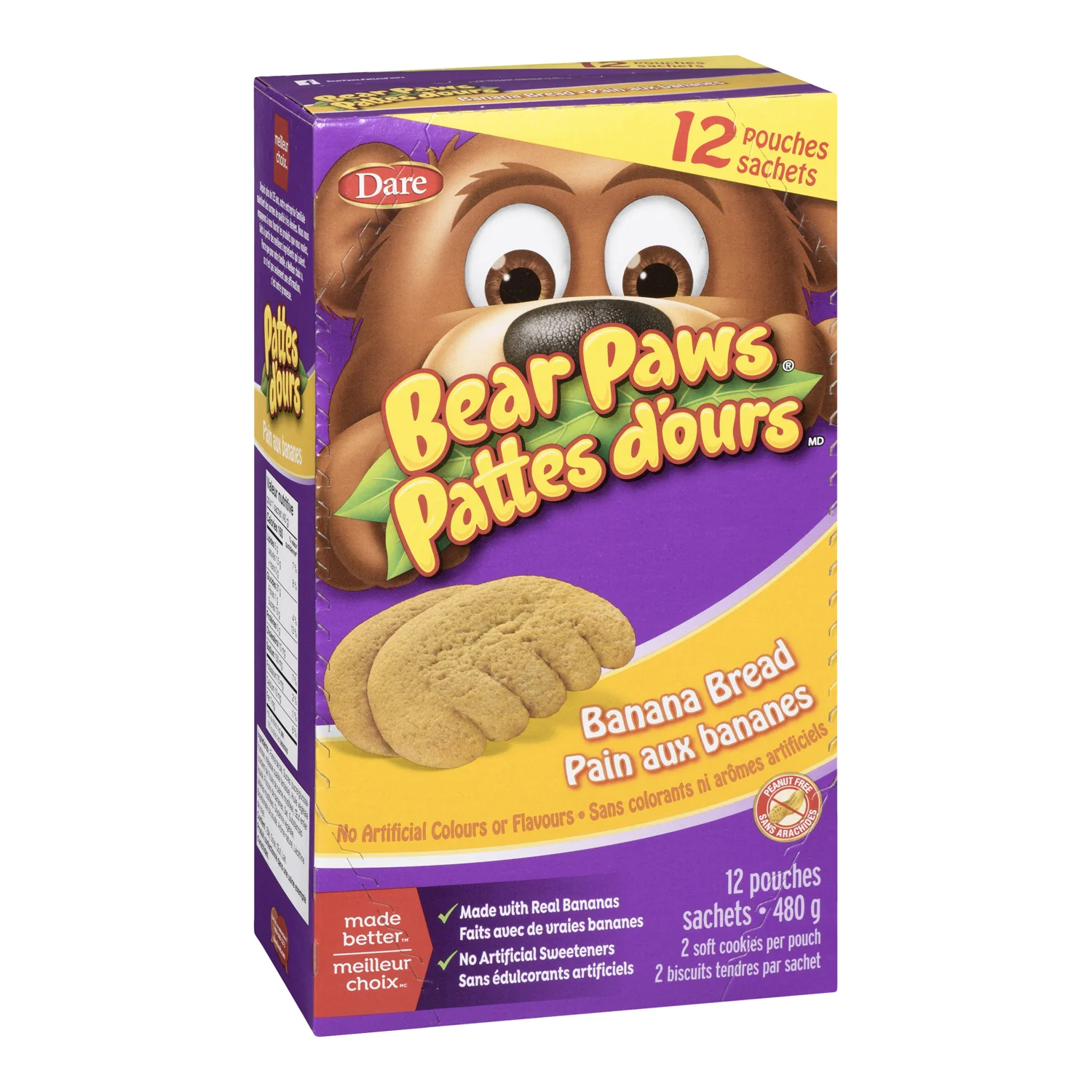Cookie Banana Bread Bear Paws - 6 x 480 g - Dare - Restaurant and Foodservice Ingredients - Canadian Distribution - Ships Free Within Canada on Orders Above CAD $199 - Image 3
