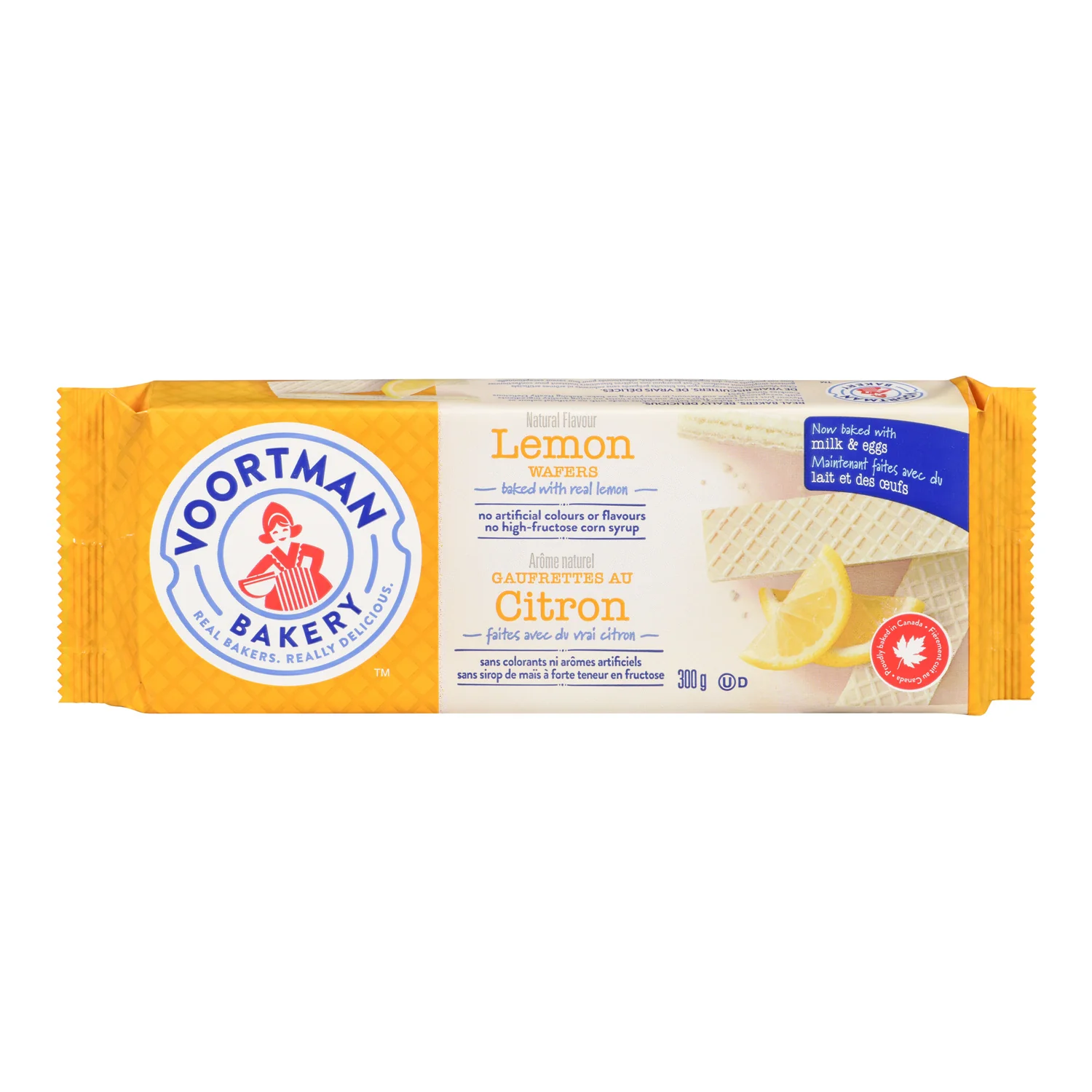 Cookie Lemon Wafer - 12 x 300 g - Voortman - Restaurant and Foodservice Ingredients - Canadian Distribution - Ships Free Within Canada on Orders Above CAD $199