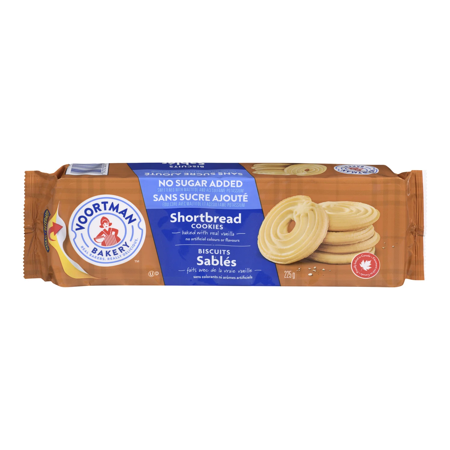 Cookie Shortbread Swirl No Sugar - 12 x 225 g - Voortman - Restaurant and Foodservice Ingredients - Canadian Distribution - Ships Free Within Canada on Orders Above CAD $199