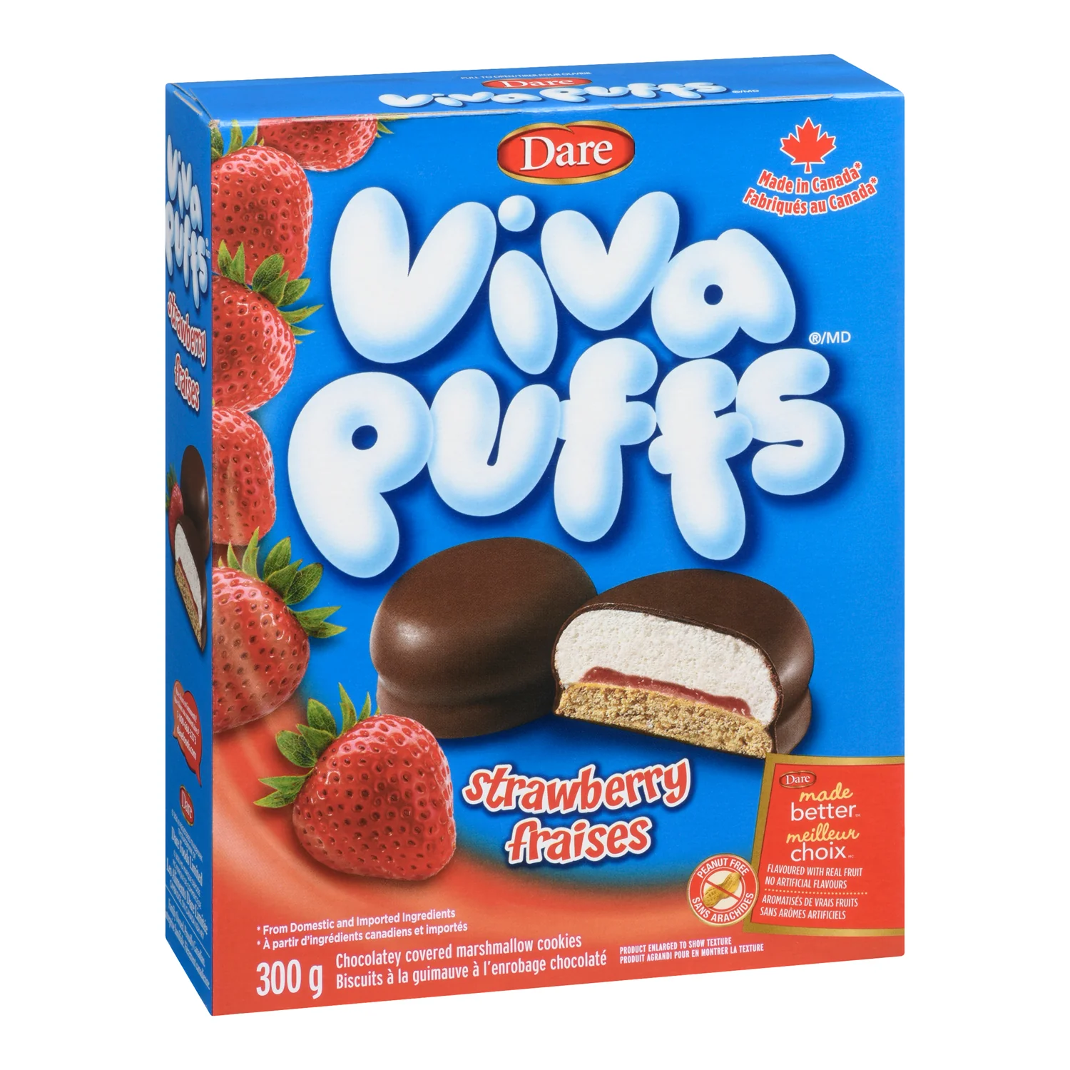 Cookie Strawberry Puffs Viva - 12 x 300 g - Dare - Restaurant and Foodservice Ingredients - Canadian Distribution - Ships Free Within Canada on Orders Above CAD $199