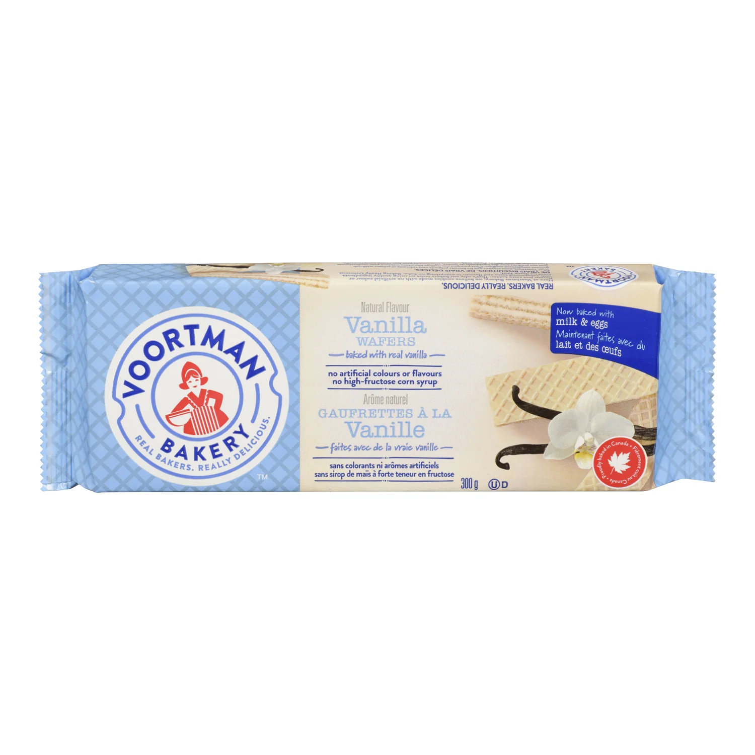 Cookie Wafer Vanilla - 12 x 300 g - Voortman - Restaurant and Foodservice Ingredients - Canadian Distribution - Ships Free Within Canada on Orders Above CAD $199