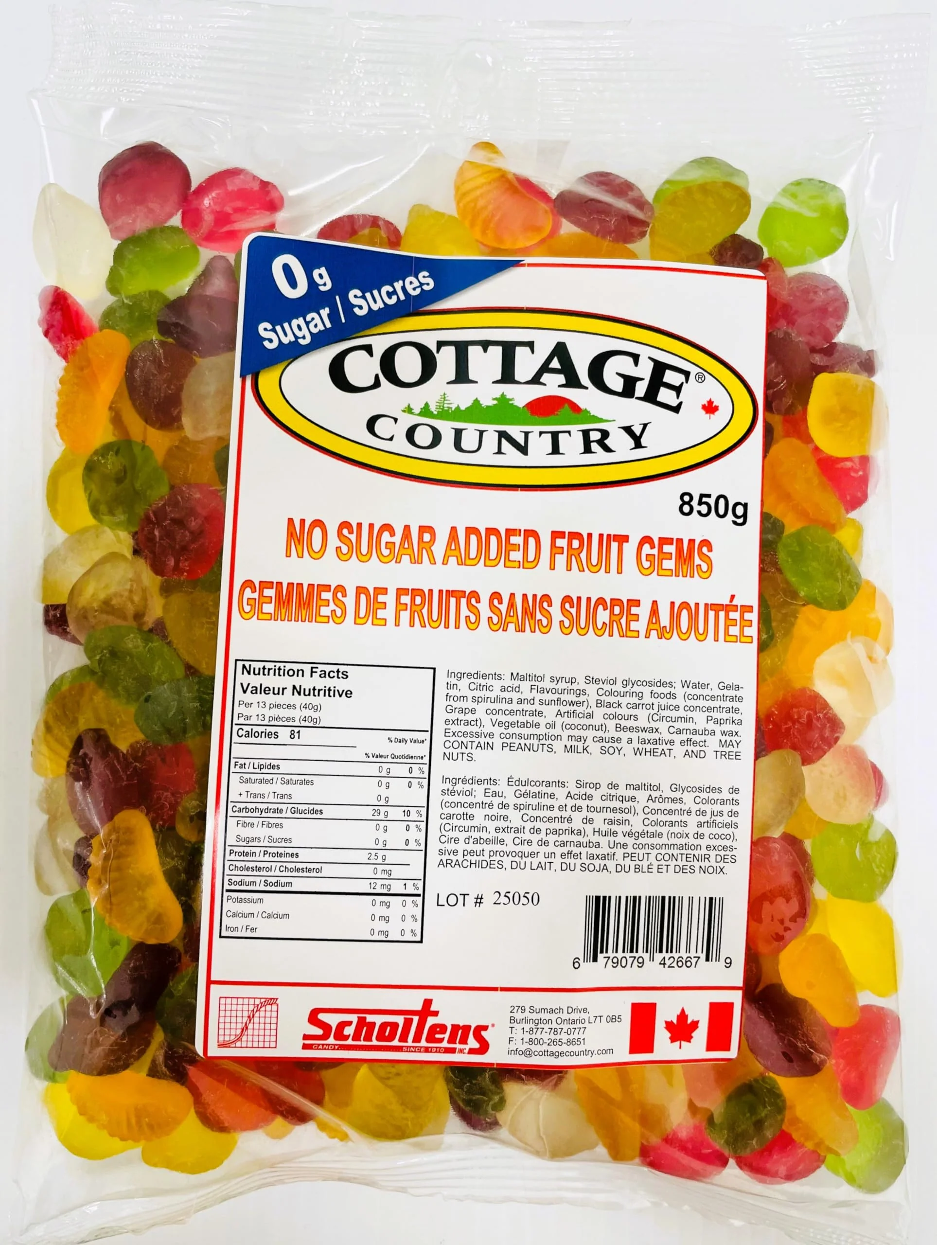 Cottage Country – Astra Sweets Zero Sugar Fruit Gems – Original – 850g - Canadian Distribution - Ships Free Within Canada on Orders Above CAD $199