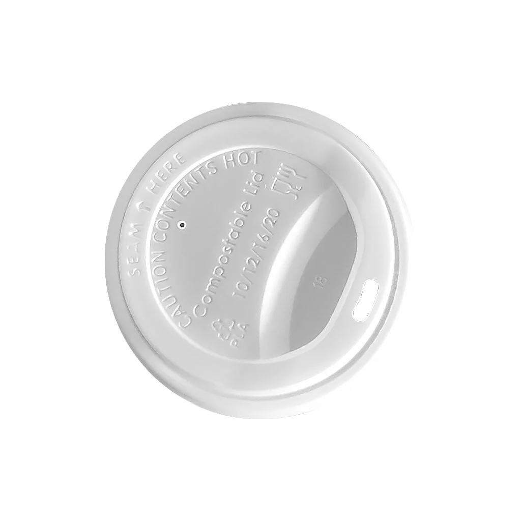 CPLA Lids Dome Top for Hot CPLA Compostable Paper Cups - 1000 Lids Per Case  - Sold By The Case - Image 2
