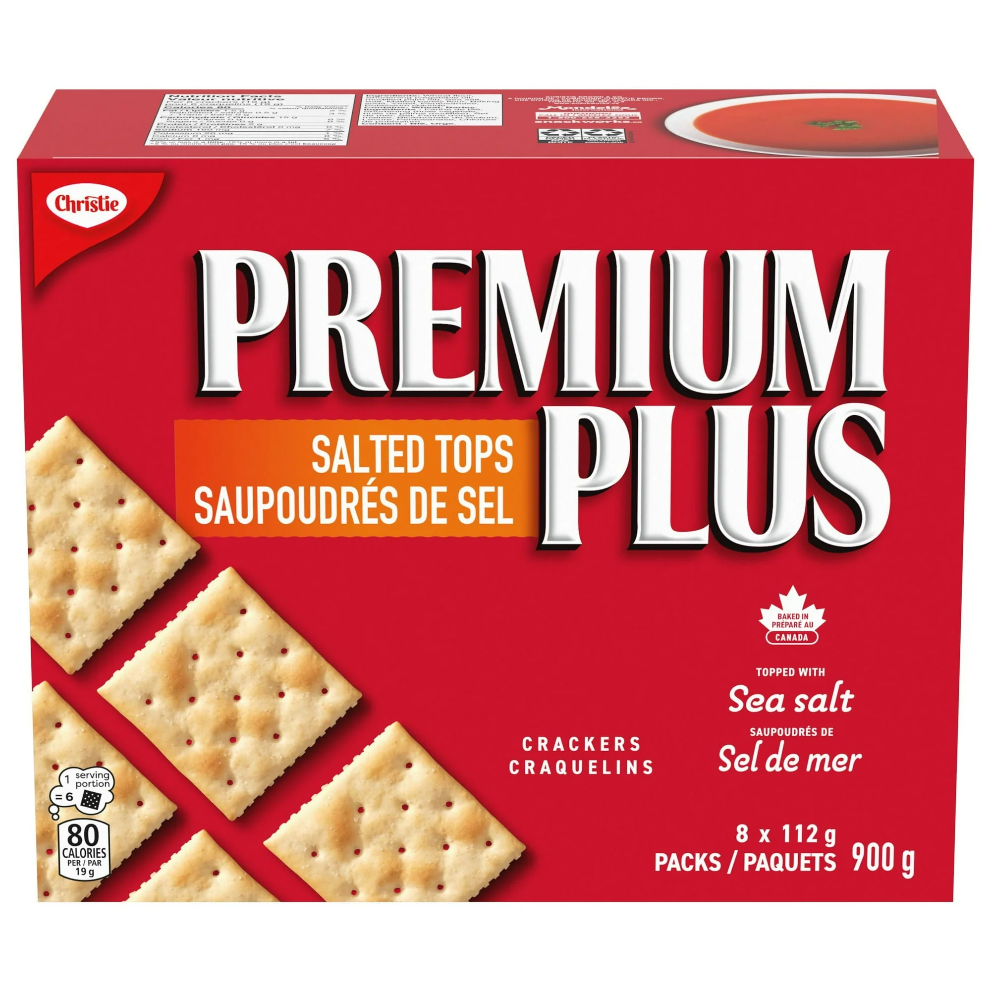 Cracker Premium Plus Salted - 6 x 900 g - Christie - Restaurant and Foodservice Ingredients - Canadian Distribution - Ships Free Within Canada on Orders Above CAD $199