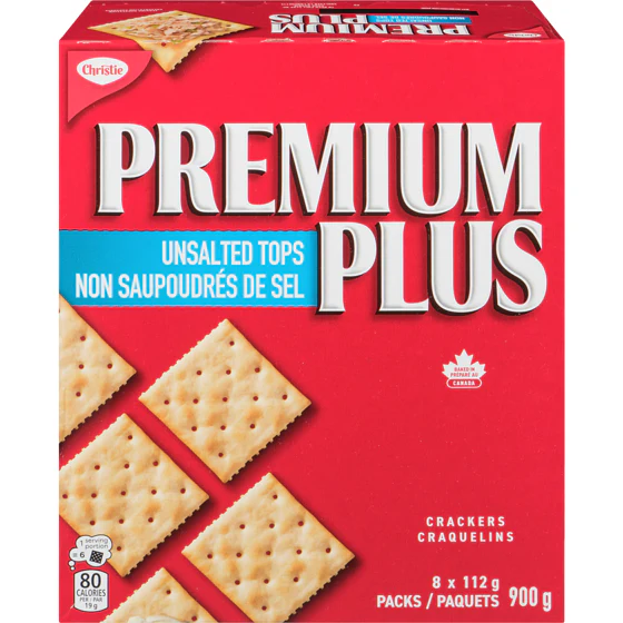 Cracker Premium Plus Unsalted - 6 x 900 g - Christie - Restaurant and Foodservice Ingredients - Canadian Distribution - Ships Free Within Canada on Orders Above CAD $199