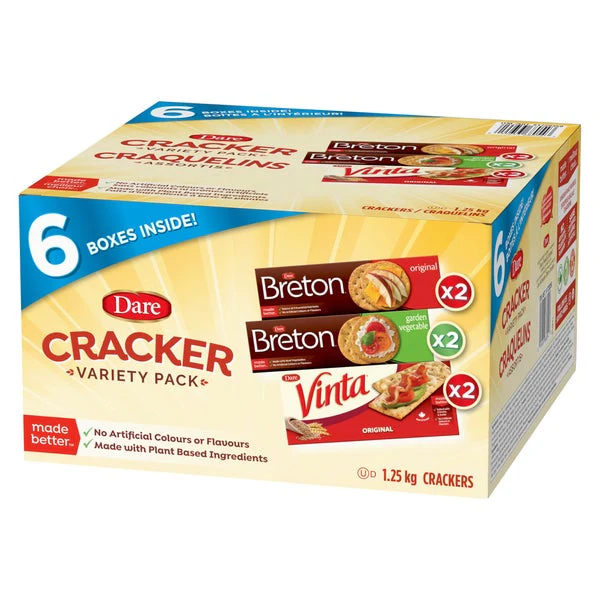 Crackers Variety 6-Pack - 4 x 1.25 kg - Dare - Canadian Distribution - Ships Free Within Canada on Orders Above CAD $199