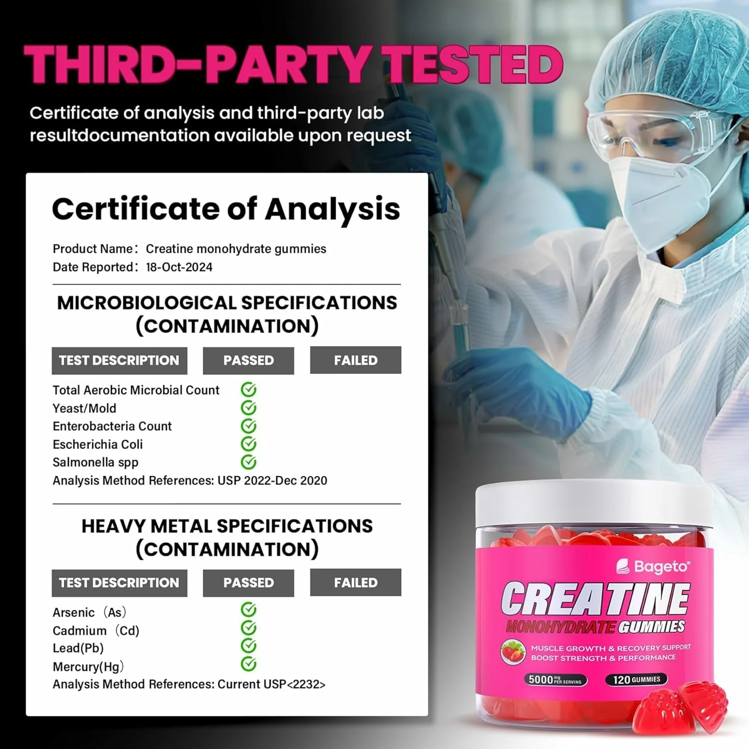 Creatine Gummies – Strawberry – 120 Count (5 g Each) – Ships Free Within Canada on Orders Above CAD $199 - Image 5