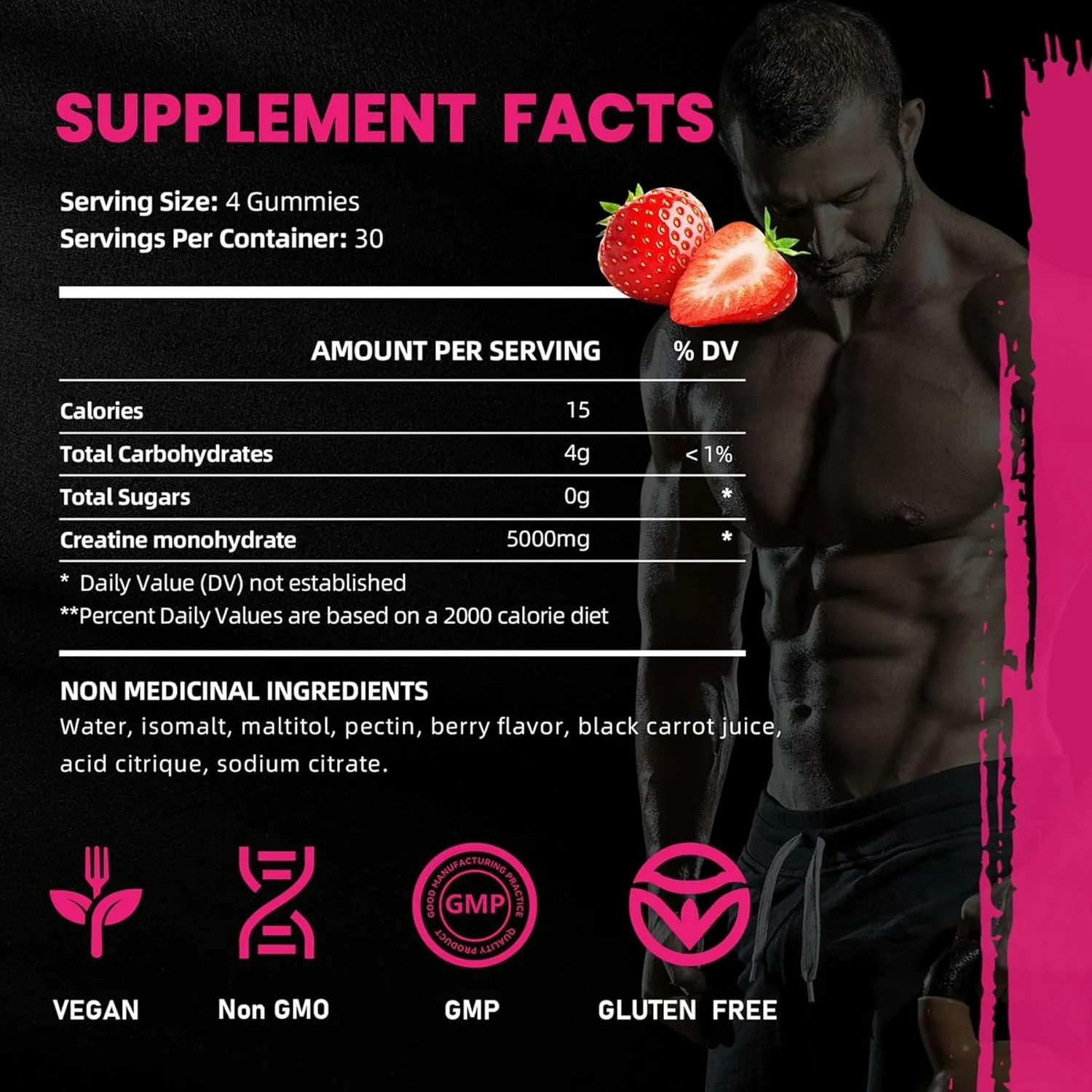 Creatine Gummies – Strawberry – 120 Count (5 g Each) – Ships Free Within Canada on Orders Above CAD $199 - Image 7