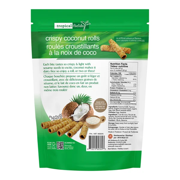 Crispy Coconut Rolls - 4 x 400 g - Tropical Fields - Canadian Distribution - Ships Free Within Canada on Orders Above CAD $199 - Image 2