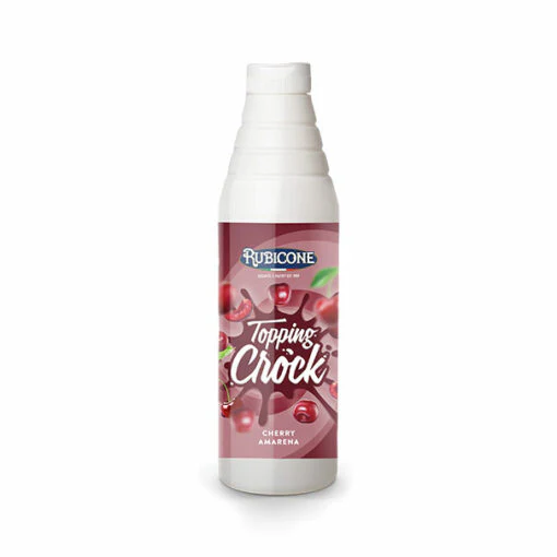 Cherry Topping with Pieces - 1 KG Squeeze Bottle - Cherry Crock Topping - Rubicone Canada - Ships Free Within Canada on Orders Above CAD $199