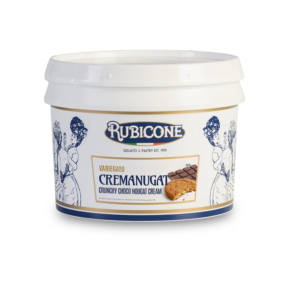"PRE-ORDER" Crunchy Choco Nougat Biscuit Sundae Dessert Topping - Case of 2 x 3 KG Buckets - Crunchy Choco Nougat Cream Variegate - Rubicone Canada - Ships Free Within Canada on Orders Above CAD $199 - Image 2