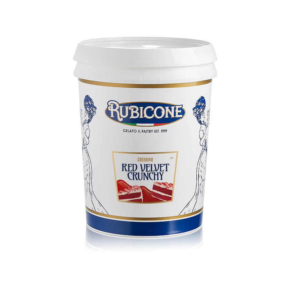 Crunchy Red Velvet Spreadable Filling Cream - Cremino Red Velvet Crunchy - 5 KG Bucket - Rubicone Canada - Ships Free Within Canada on Orders Above CAD $199