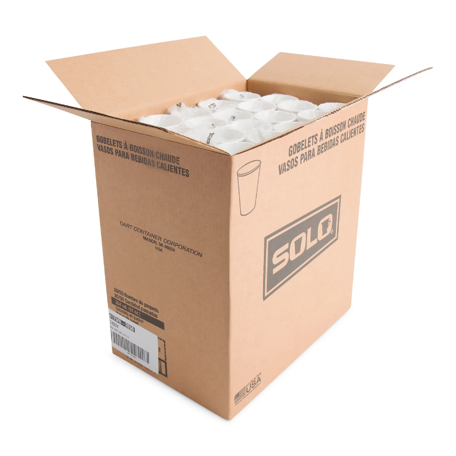 Cup Paper Hot 12 oz. White - 20 x 50 count - Solo Cup - Packaging and Accessories - Restaurant Supplies and Equipment - Canadian Distribution - Image 4