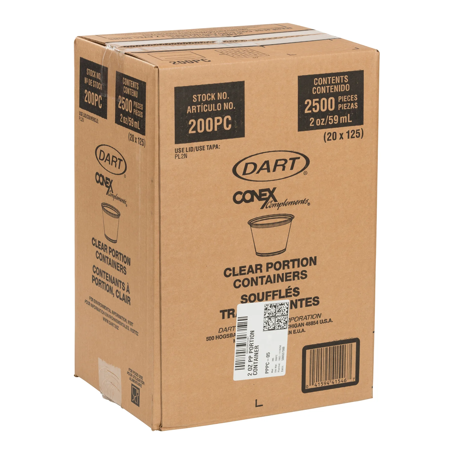 Cup Portion Plastic Clear 2 oz. - 1 x 2500 count - Dart Container - Packaging and Accessories - Restaurant Supplies and Equipment - Canadian Distribution - Image 2