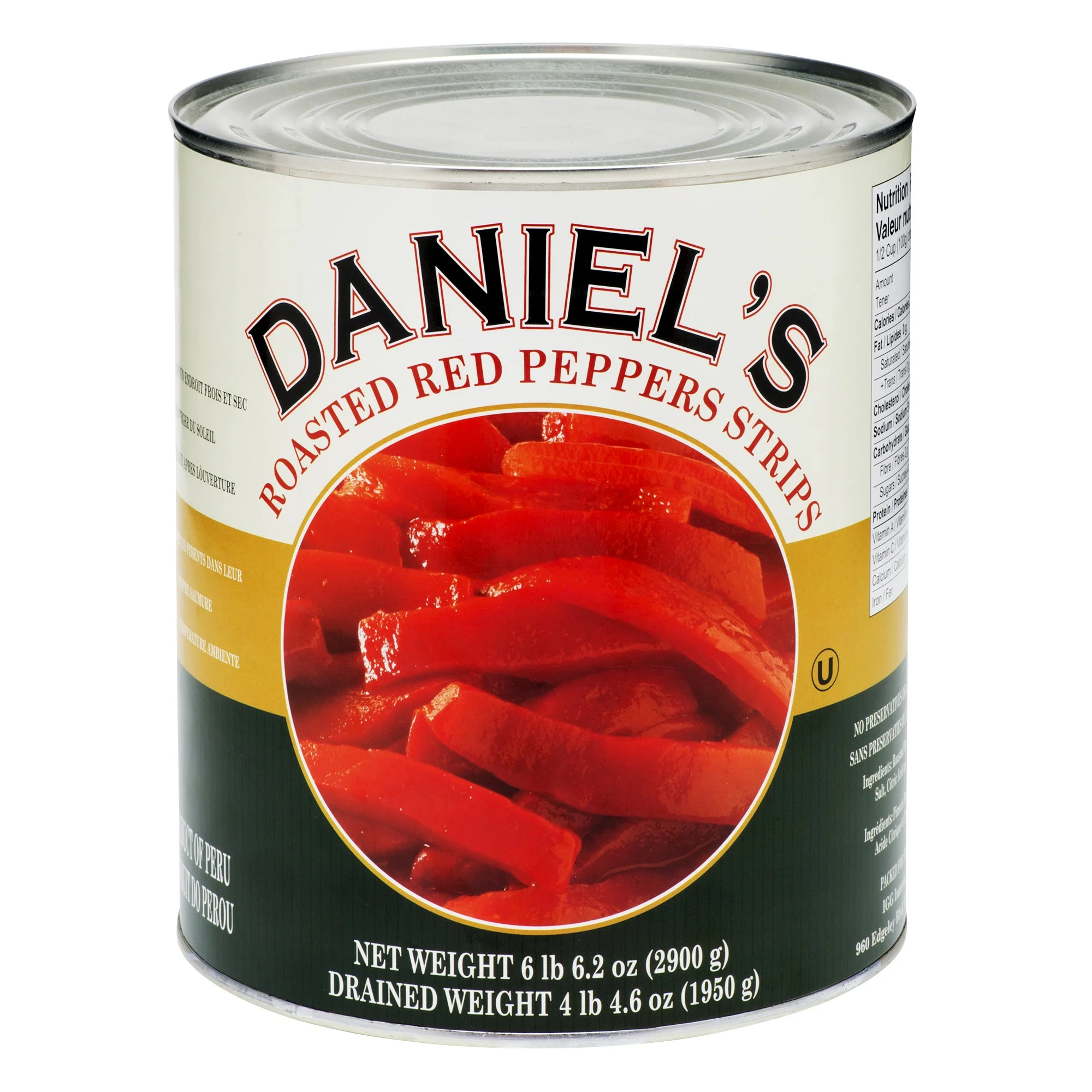 Daniel’s Roasted Red Pepper Strips - 4 x 2.84 L - Grocery and Food Items - Canadian Distribution - Ships Free Within Canada on Orders Above CAD $199
