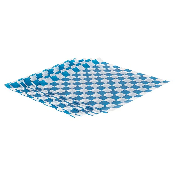 De Luxe Checkered Wax Paper Liners - Blue - Pack Of 2000  - Disposables, Restaurant Packaging and Take-Out Supplies - Canadian Distribution - Ships Free Within Canada on Orders Above CAD $199