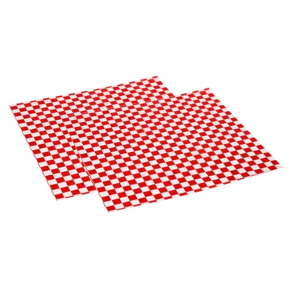 De Luxe Checkered Wax Paper Liners - Red - Pack of 2,000  - Disposables, Restaurant Packaging and Take-Out Supplies - Canadian Distribution - Ships Free Within Canada on Orders Above CAD $199