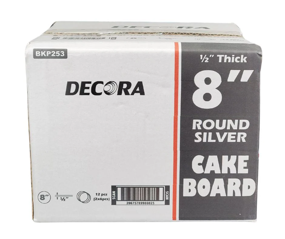 Decora - 8" Round 1/2" Thick Cake Board - Silver - RS-98602 - Image 3