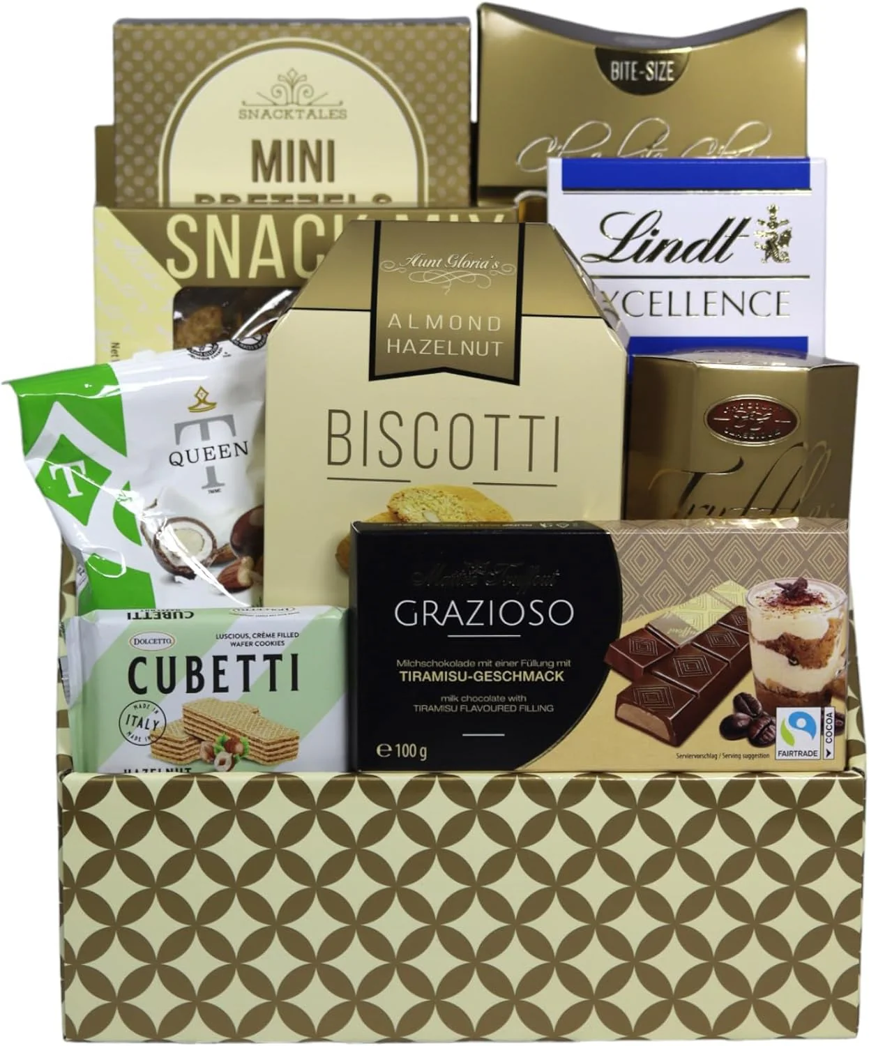 Deluxe Gourmet Snack and Chocolate Gift Basket - Includes Mini Pretzels, Chocolate Chip Cookies, Almond Hazelnut Biscotti, Wafers, and More - Ships Free Within Canada on Orders Above CAD $199