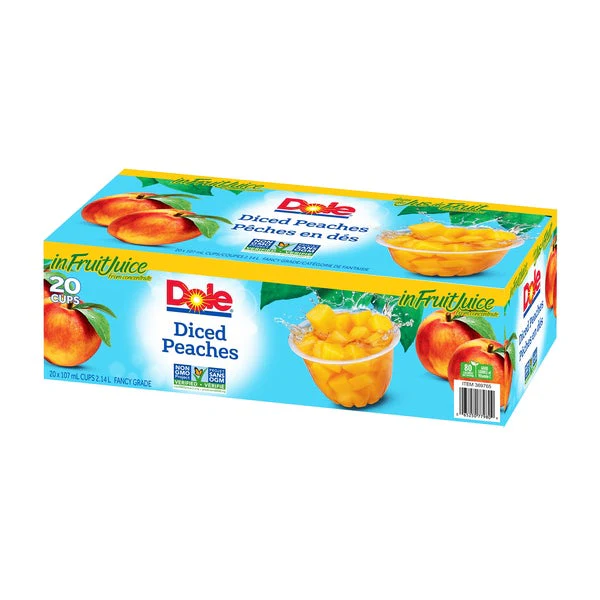 Diced Peaches Cups - 80 × 107 mL - Dole - Canadian Distribution - Ships Free Within Canada on Orders Above CAD $199