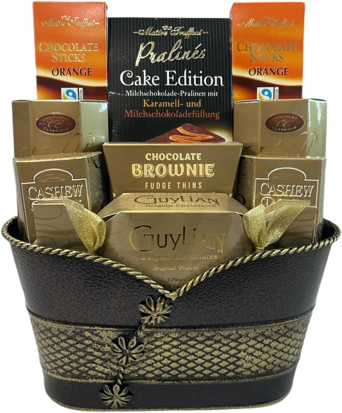 Divine Elegance Gift Basket - Savor a variety of rich, decadent flavors, from classic milk chocolates, brownies and more. - Ships Free Within Canada on Orders Above CAD $199