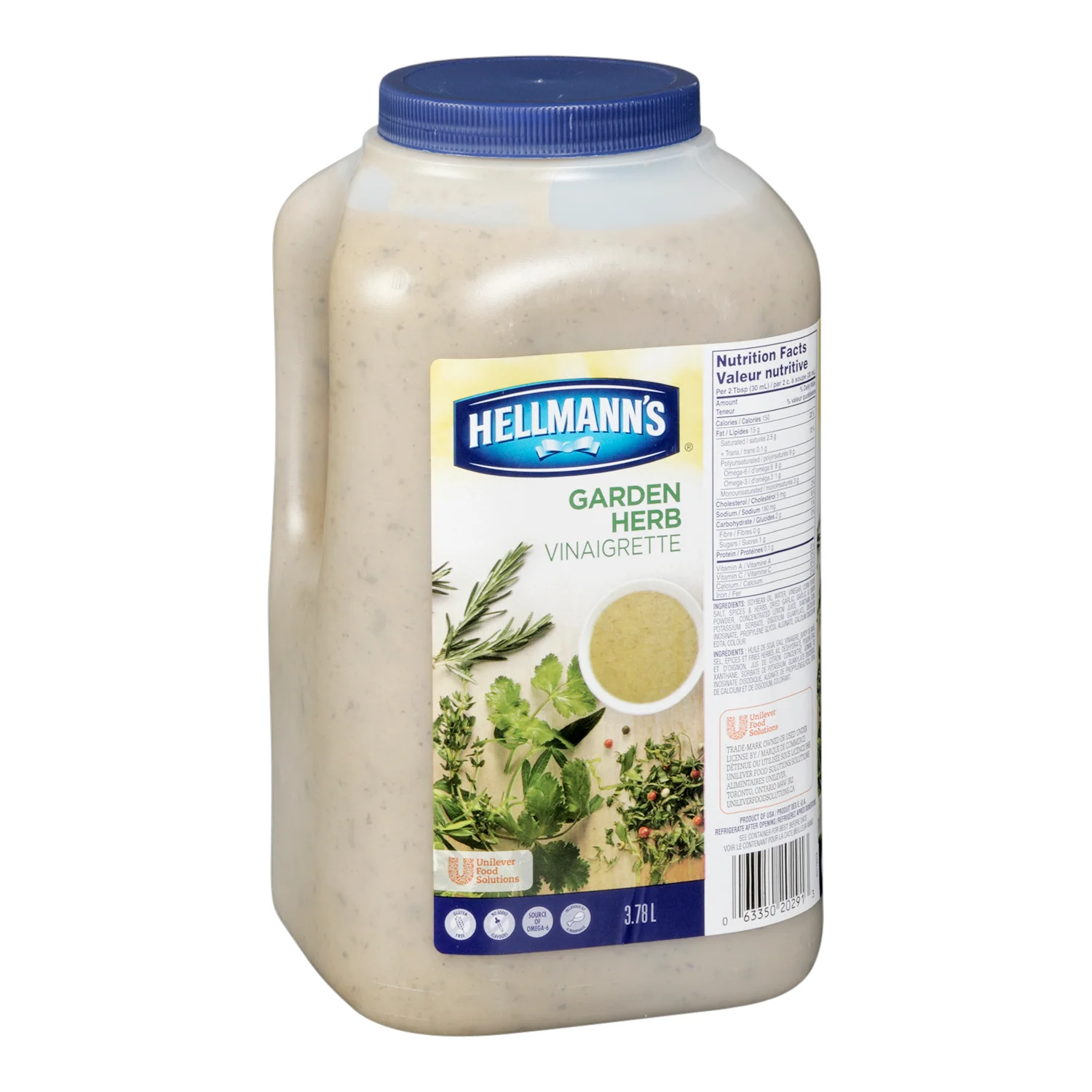 Dressing Garden Herb Vinaigrette Gluten-Free - 2 x 3.78 L - Hellmans - Restaurant and Foodservice Ingredients - Canadian Distribution - Ships Free Within Canada on Orders Above CAD $199