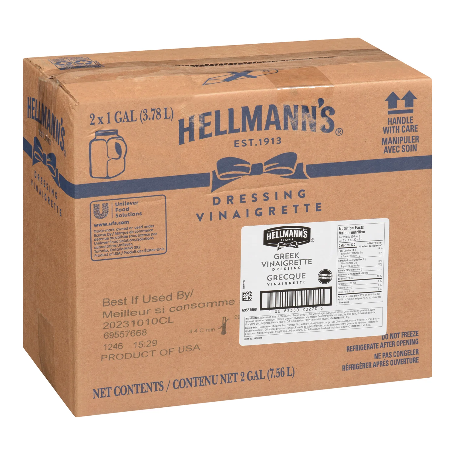 Dressing Greek Vinaigrette Gluten-Free - 2 x 3.78 L - Hellmans - Restaurant and Foodservice Ingredients - Canadian Distribution - Ships Free Within Canada on Orders Above CAD $199 - Image 2