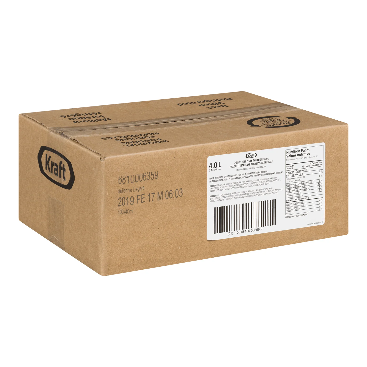 Dressing Italian Calorie Wise Portion Control Zesty - 100 x 40 mL - Kraft - Restaurant and Foodservice Ingredients - Canadian Distribution - Ships Free Within Canada on Orders Above CAD $199 - Image 2