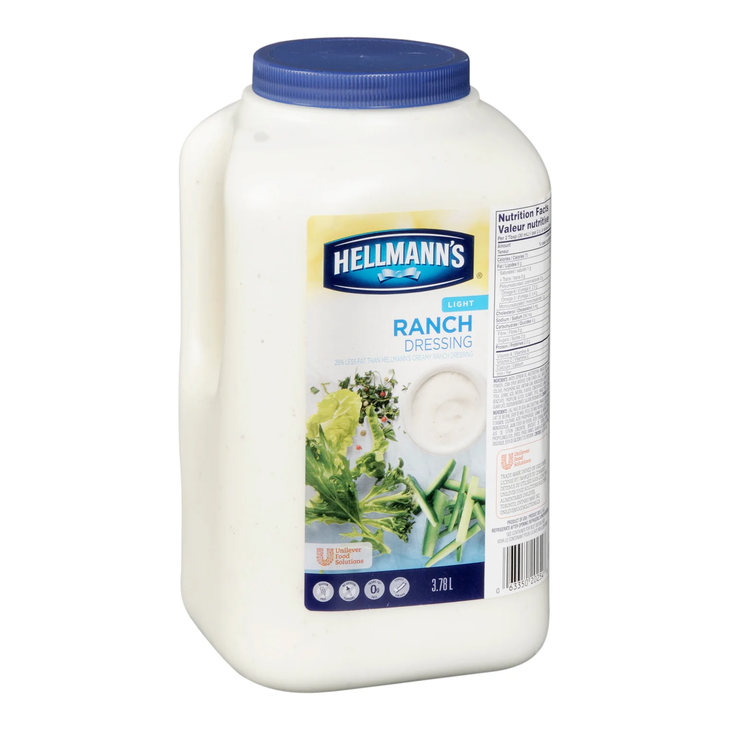 Dressing Ranch Light Gluten-Free - 2 x 3.78 L - Hellmans - Restaurant and Foodservice Ingredients - Canadian Distribution - Ships Free Within Canada on Orders Above CAD $199