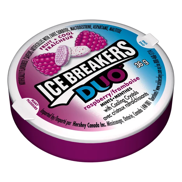 Duo Raspberry Mints - 24 × 36 g - Ice Breakers - Canadian Distribution - Ships Free Within Canada on Orders Above CAD $199