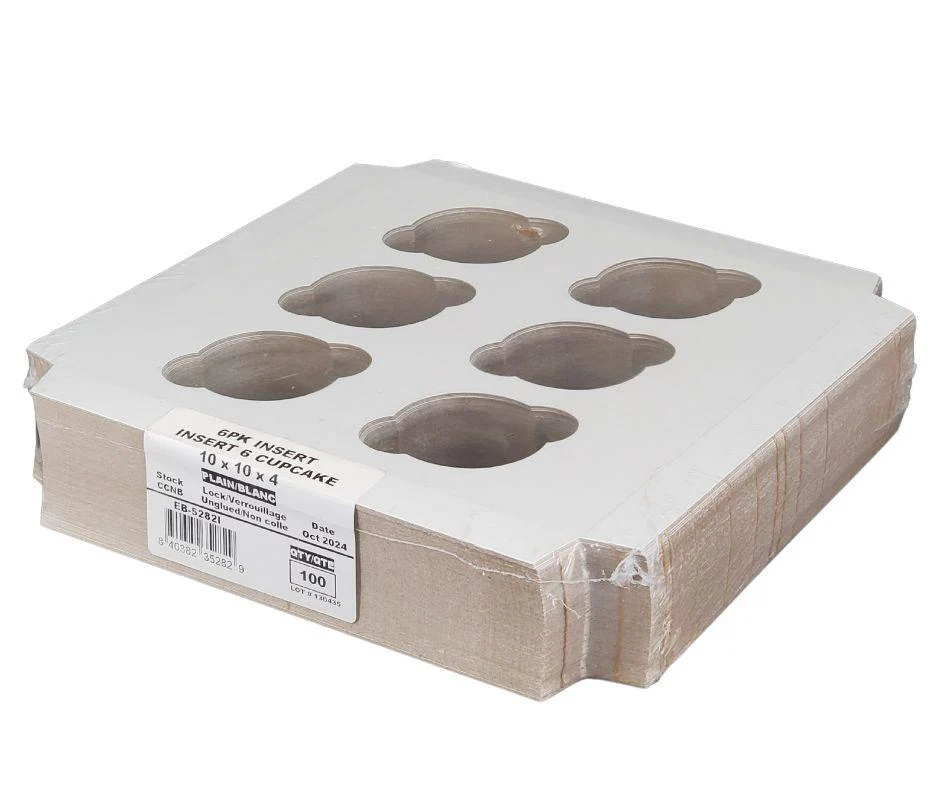 EB - 10 x 10 x 4 - 6 Cupcake Insert - White - 5282I - Image 3