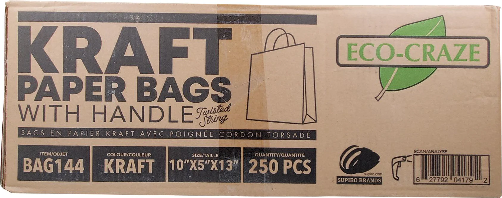 Eco-Craze - 10x5x13 Kraft Paper Bag - Twisted Handle - 250 count - Image 5