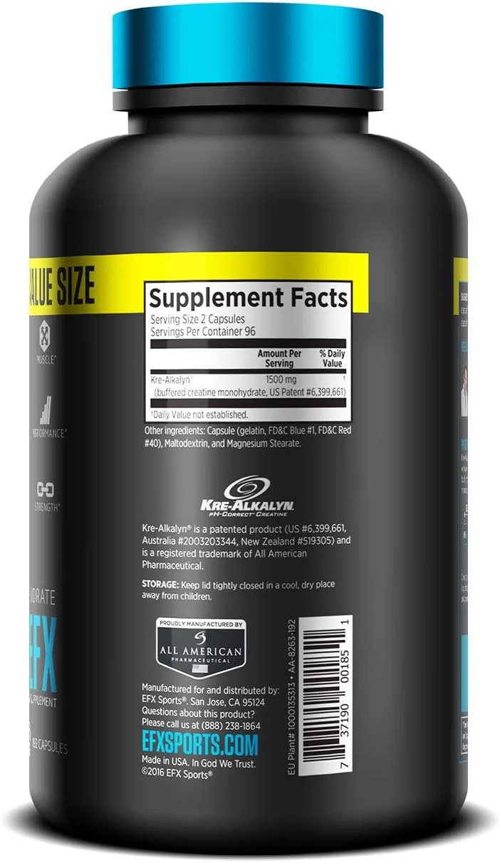 EFX Sports – Kre-Alkalyn Creatine – 192 Capsules - Image 2