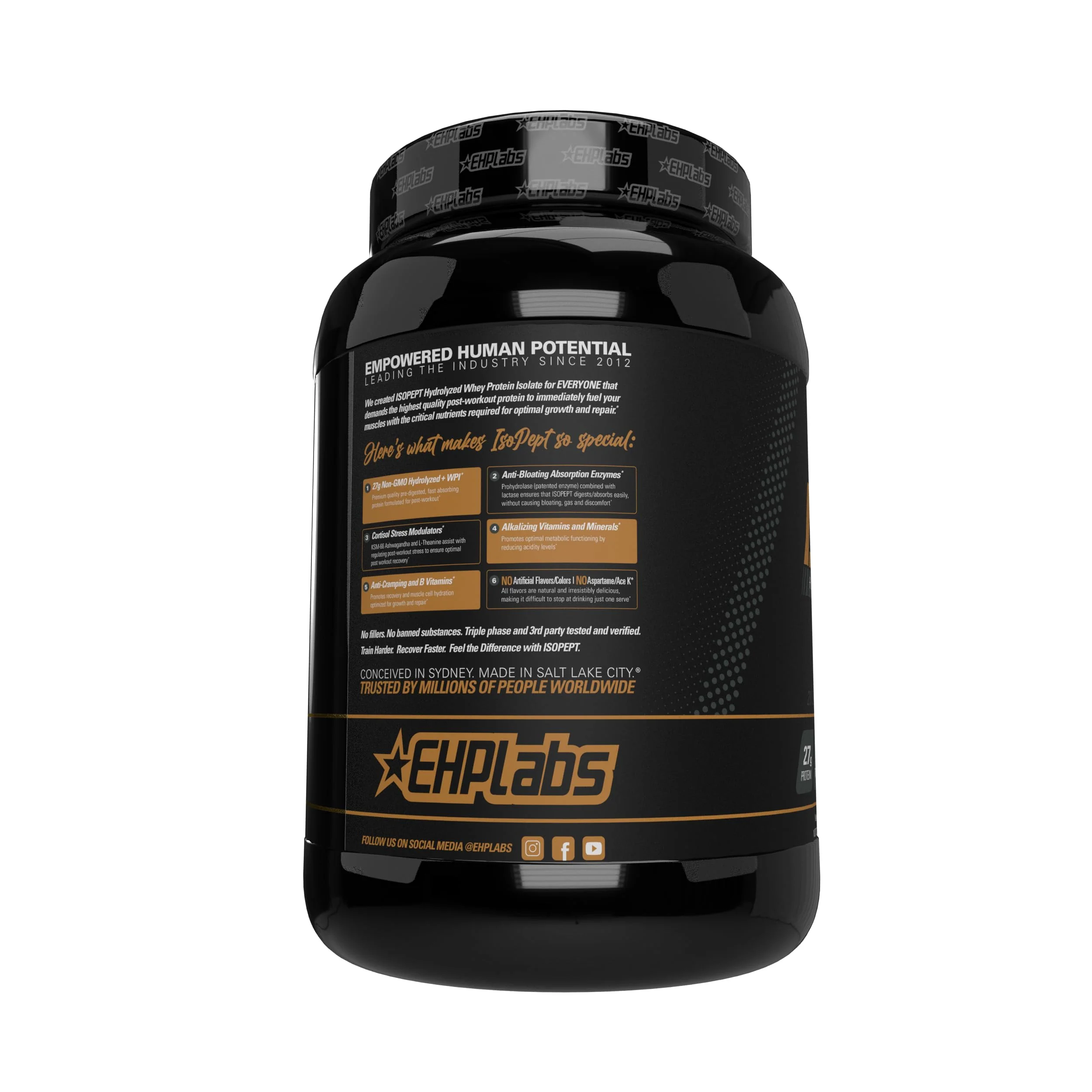 EHP Labs – IsoPept Whey Protein – Strawberry Milkshake – 27 Serves – 27g isolate - Canadian Distribution - Ships Free Within Canada on Orders Above CAD $199 - Image 2