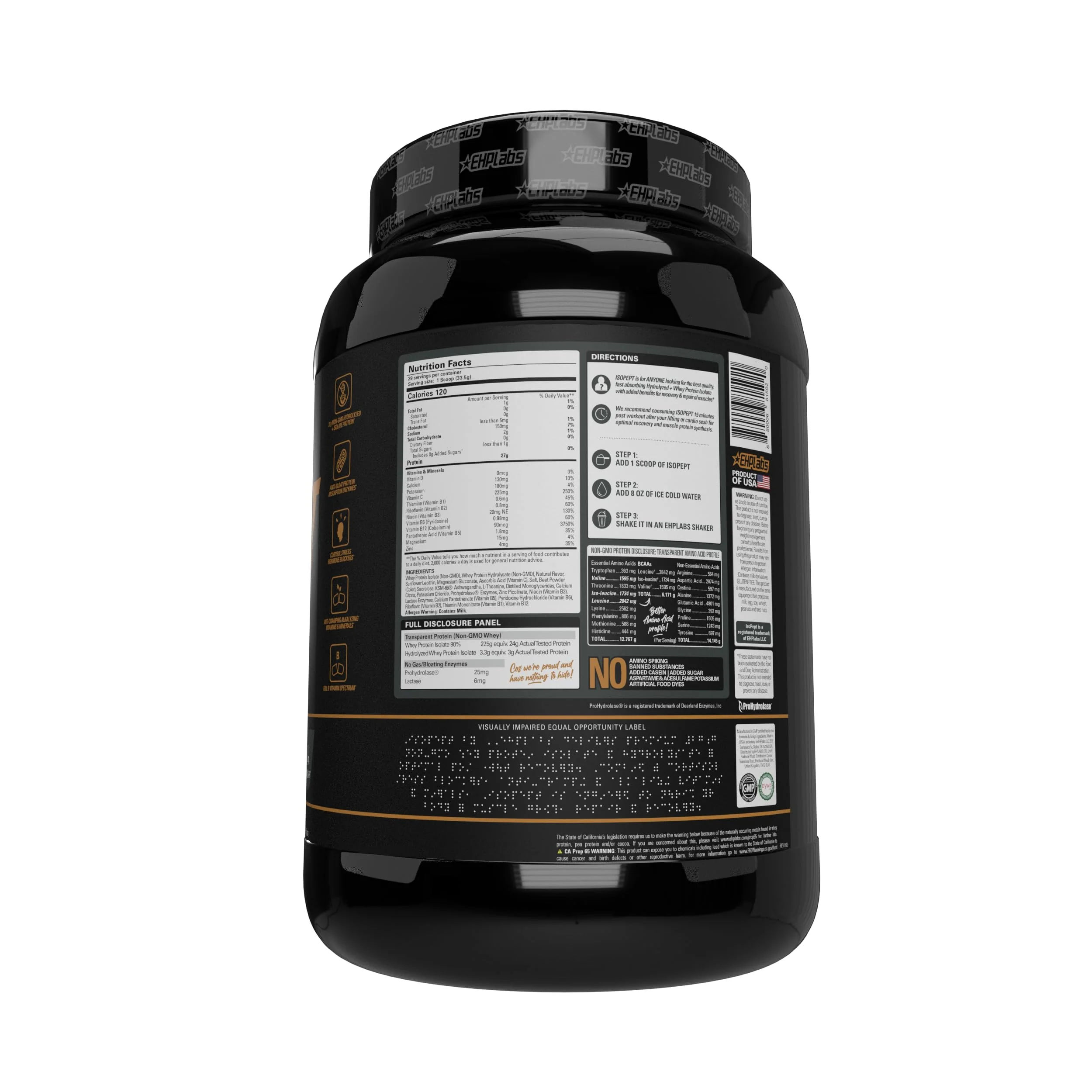 EHP Labs – IsoPept Whey Protein – Strawberry Milkshake – 27 Serves – 27g isolate - Canadian Distribution - Ships Free Within Canada on Orders Above CAD $199 - Image 3