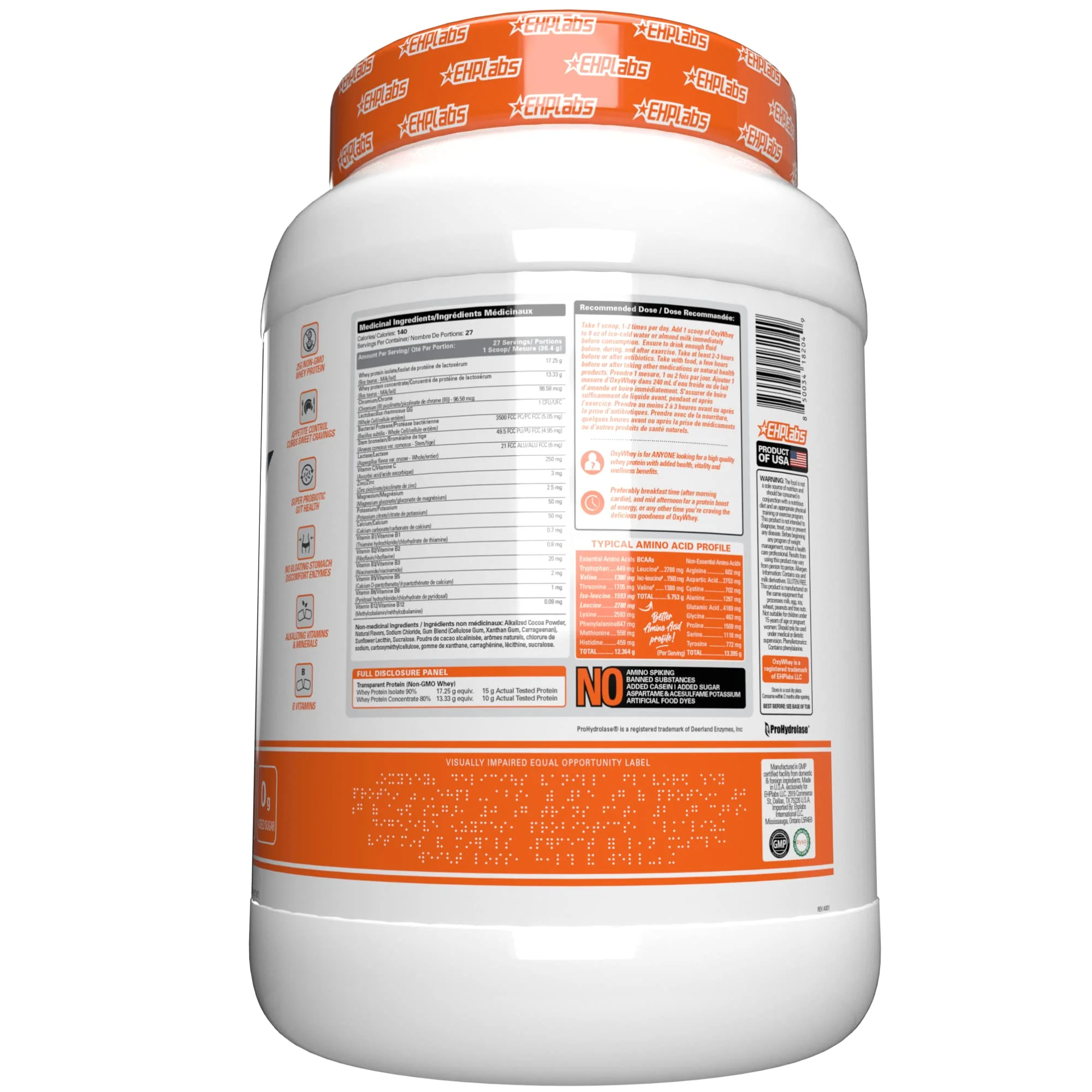 EHP Labs – OxyWhey Protein Powder – Peanut Butter Puffs – 27 Servings – 25g whey isolate - Canadian Distribution - Ships Free Within Canada on Orders Above CAD $199 - Image 3